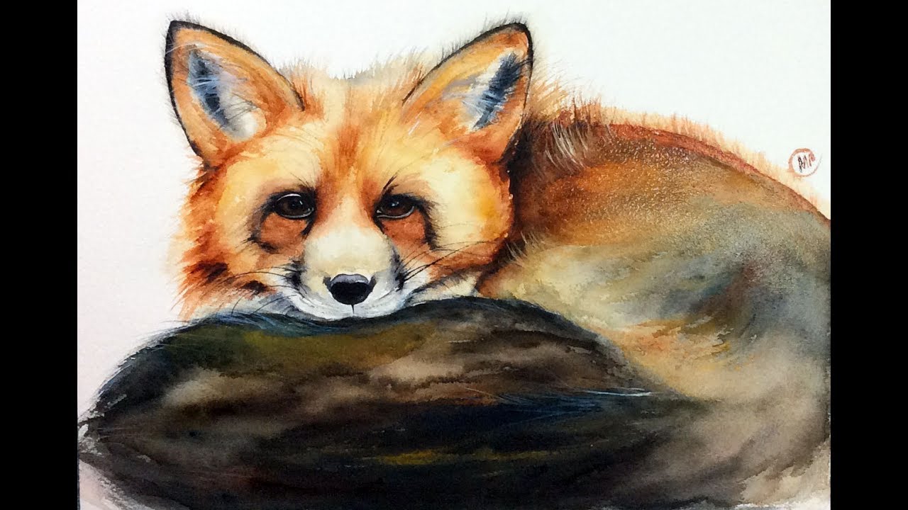 1280x720 Watercolor Fox Painting Demonstration