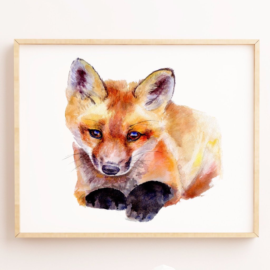1024x1024 Watercolor Fox Print