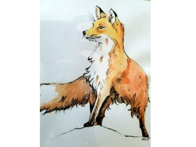 400x300 Watercolor Fox By Nicole Ajamian