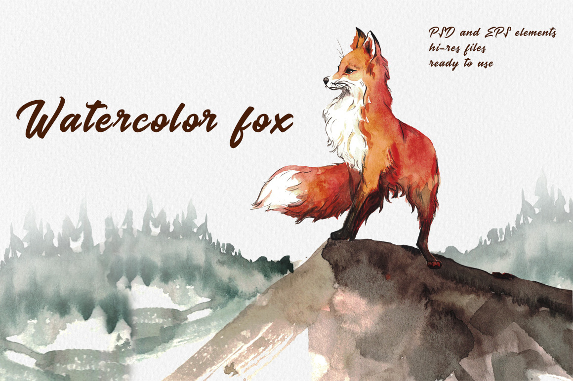 1160x772 Watercolor Fox