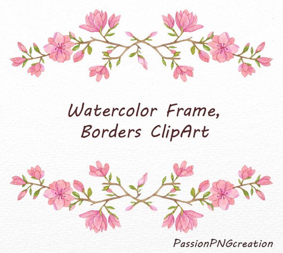 570x508 Watercolor Frame And Borders Clipart Png Watercolor Clip Etsy