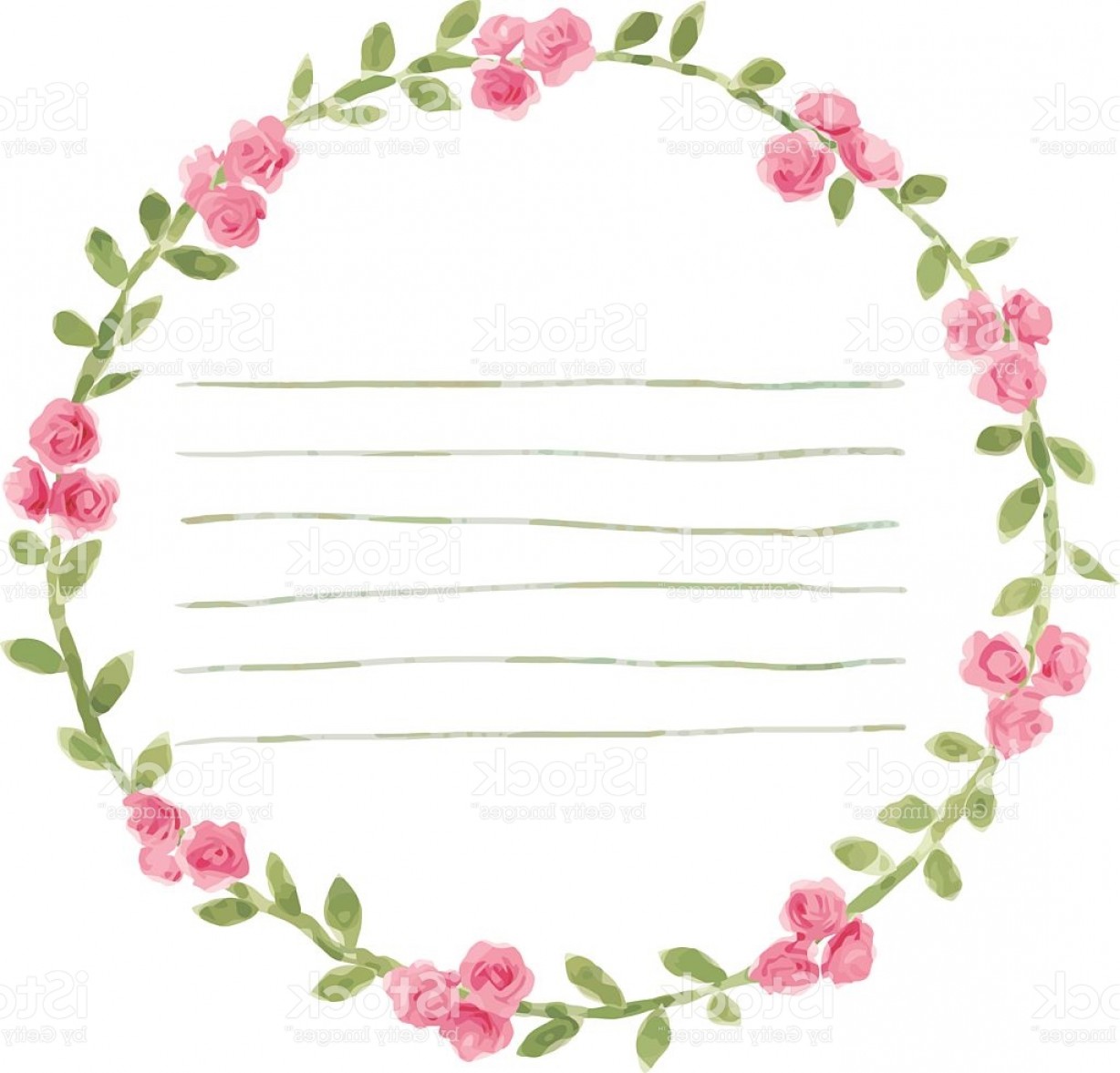 1228x1177 Watercolor Round Frame With Roses Wreath Hand Draw Floral Border
