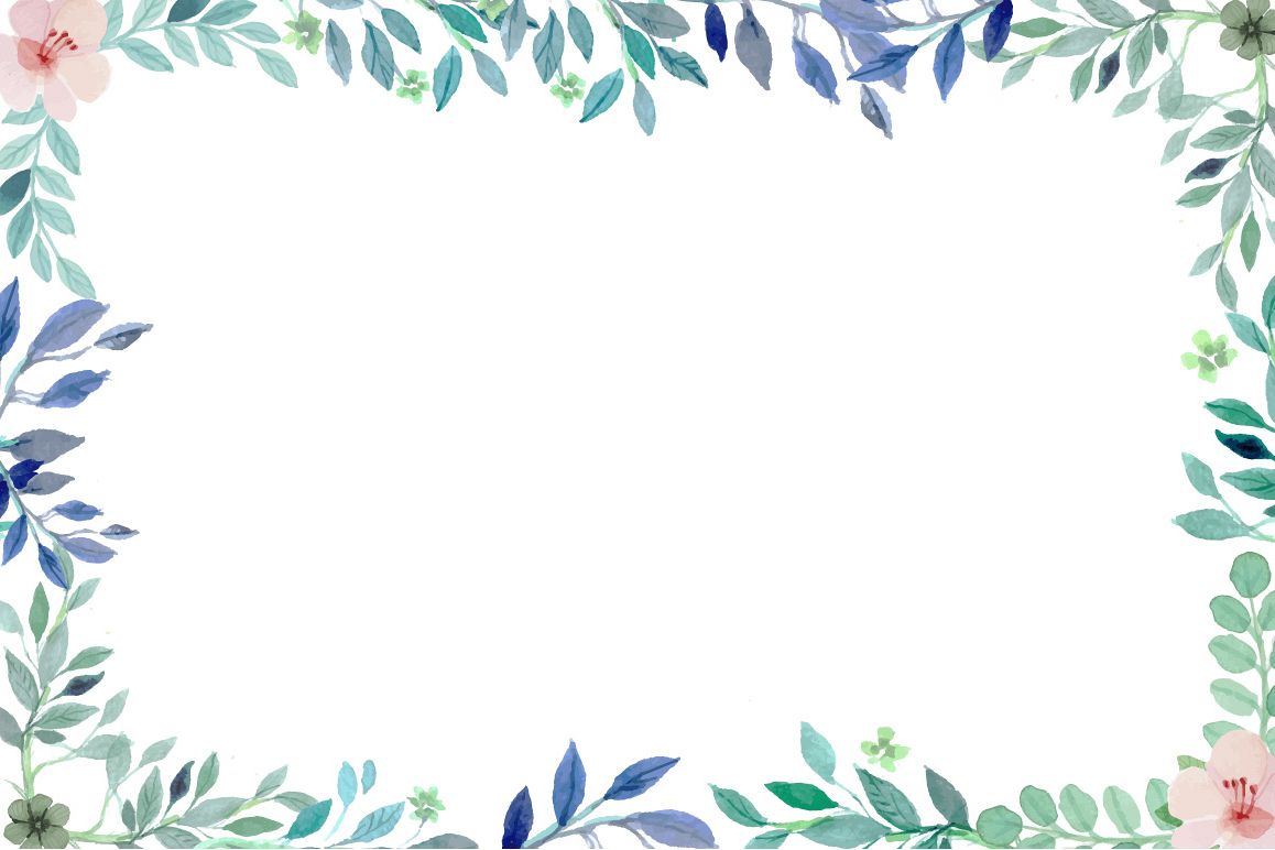 1158x772 Watercolor Floral Leaves Frame