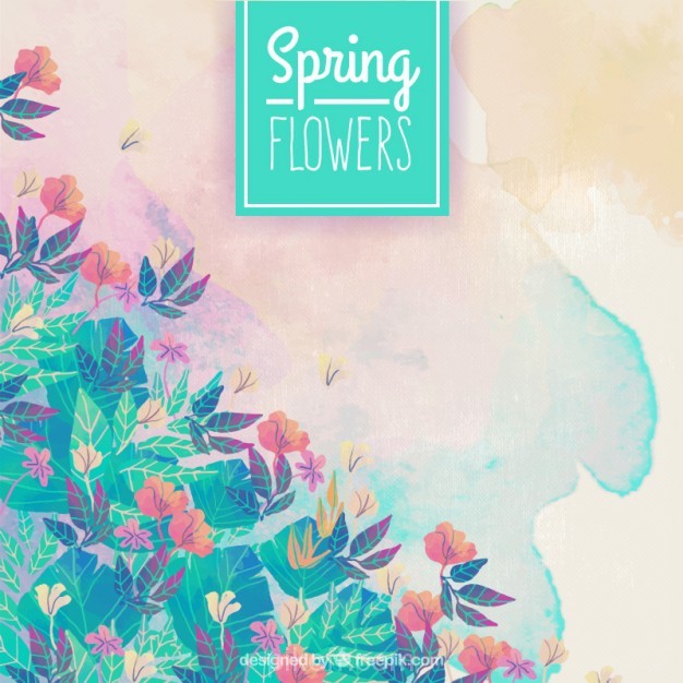 626x626 Ai] Spring Flowers Watercolor Background Vector Free Download