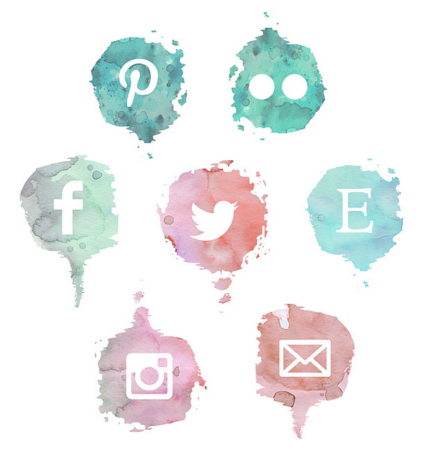 603x640 Likeflowersandbutterflies Freebies Watercolor Social Media Icons