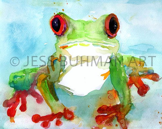 570x456 Tree Frog Watercolor Print Watercolor Frog Painting Print Of Etsy