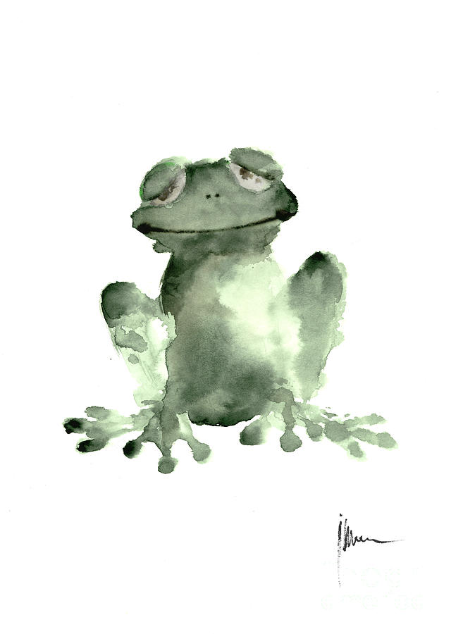 640x900 Frog Painting Watercolor Art Print Green Frog Large Poster