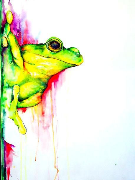 458x610 Beautiful Watercolor Tree Frog Tattoo Design Frog Tattd