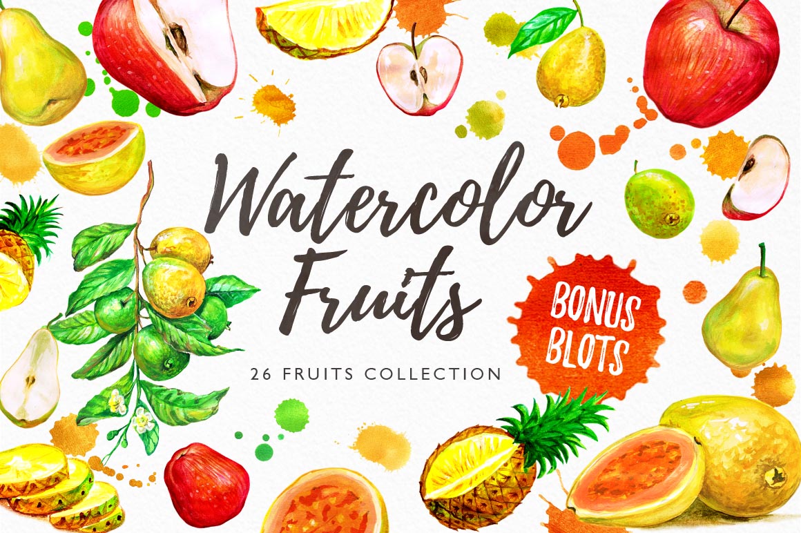 1160x772 Watercolor Fruits