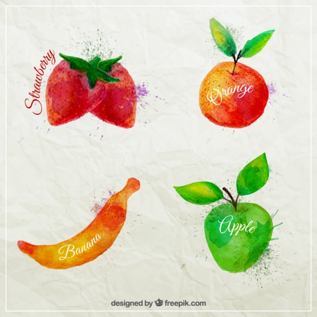 626x626 Watercolor Fruits Vector Free Download
