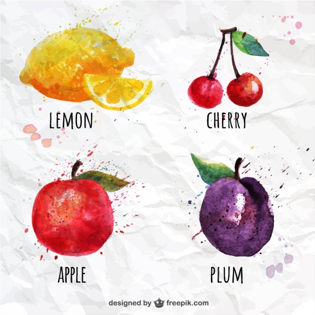 626x626 Watercolor Fruits Set Vector Free Download