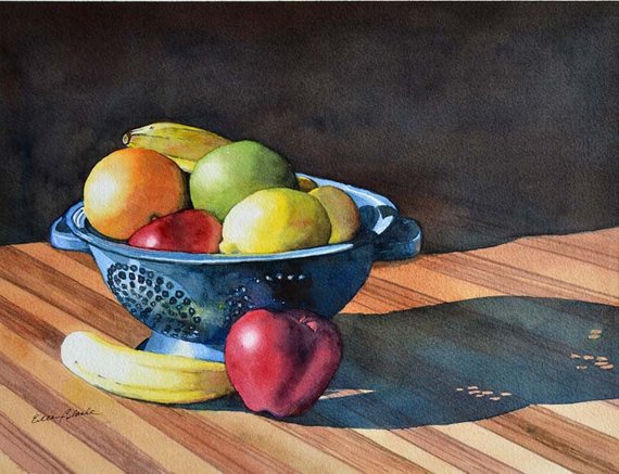 570x437 Watercolor Original Fresh Fruit Still Life Fruit Table Etsy