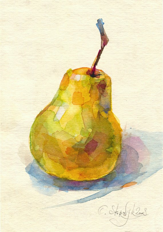 570x809 Watercolor Pear Painting Print Fruit Painting Still Life. Etsy
