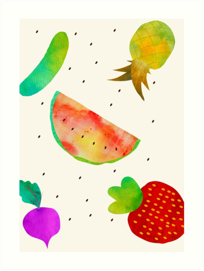 413x549 Watercolor Fruits And Vegetables Art Prints By O2creativeny