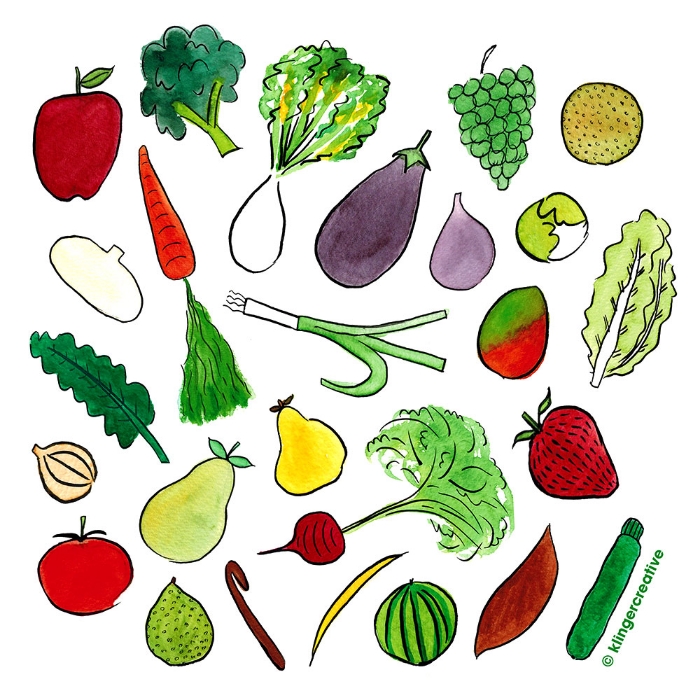 700x700 Watercolor Fruits And Vegetables Klinger Creative