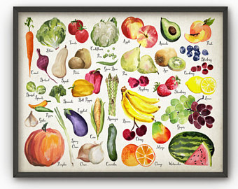 340x270 Watercolor Fruit Vegetables Etsy