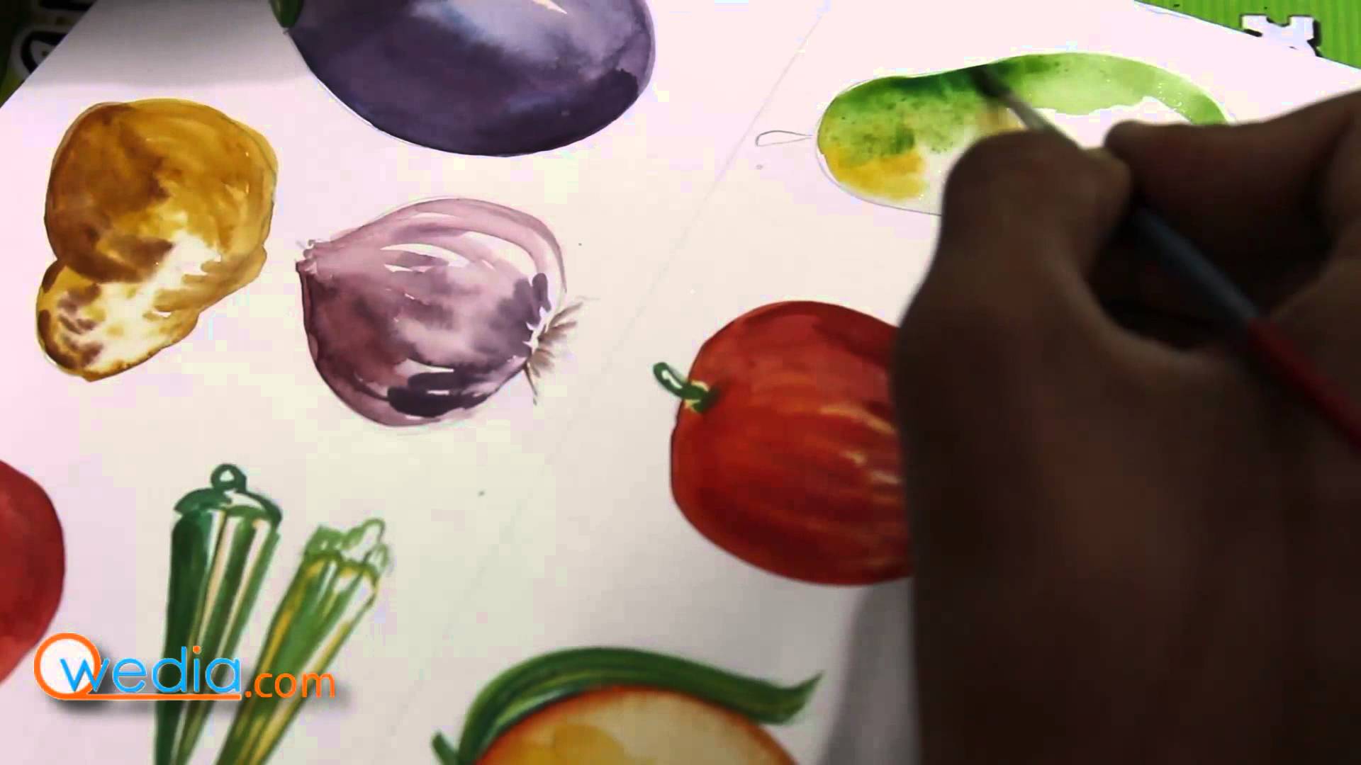 1920x1080 Draw Fruits Amp Vegetables With Water Color Painting