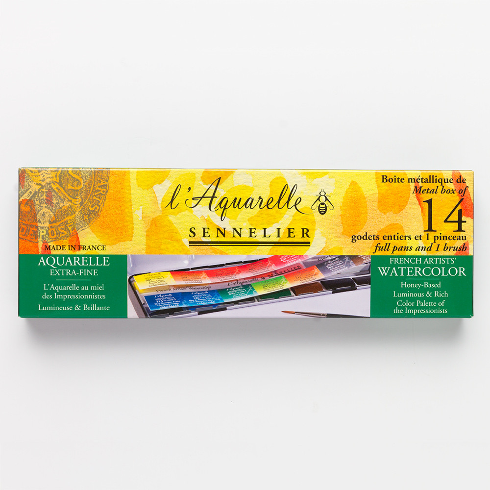 1000x1000 Sennelier Watercolour Paint Classic Metal Tin Set Of 14 Full
