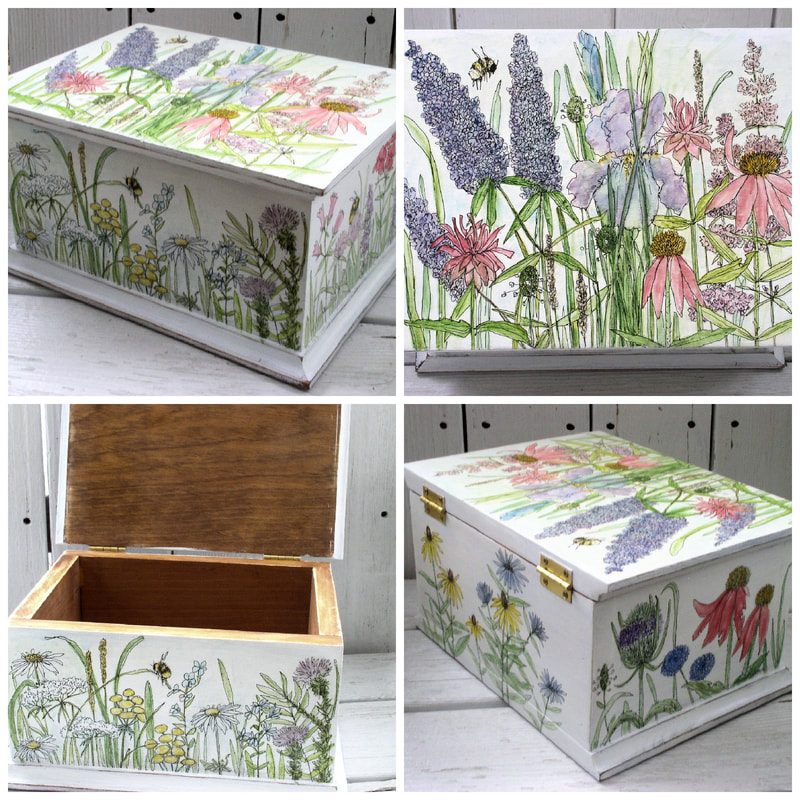 800x800 Painted Furniture Watercolor Wood Box Custom Keepsake With Garden