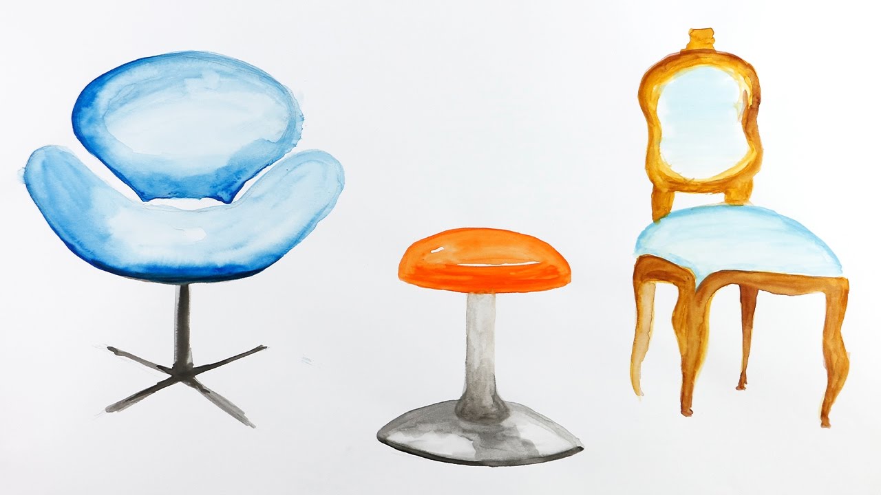 1280x720 Watercolor Painting How To Make Watercolour Chair Amp Table