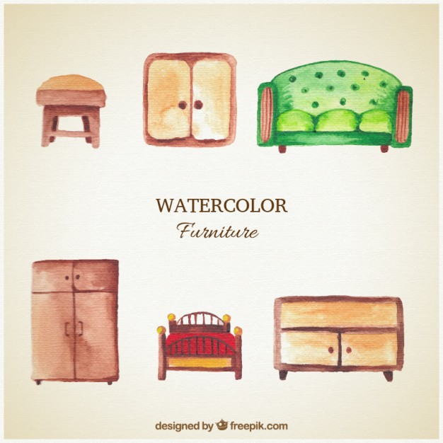 626x626 Watercolor Furniture Vector Premium Download