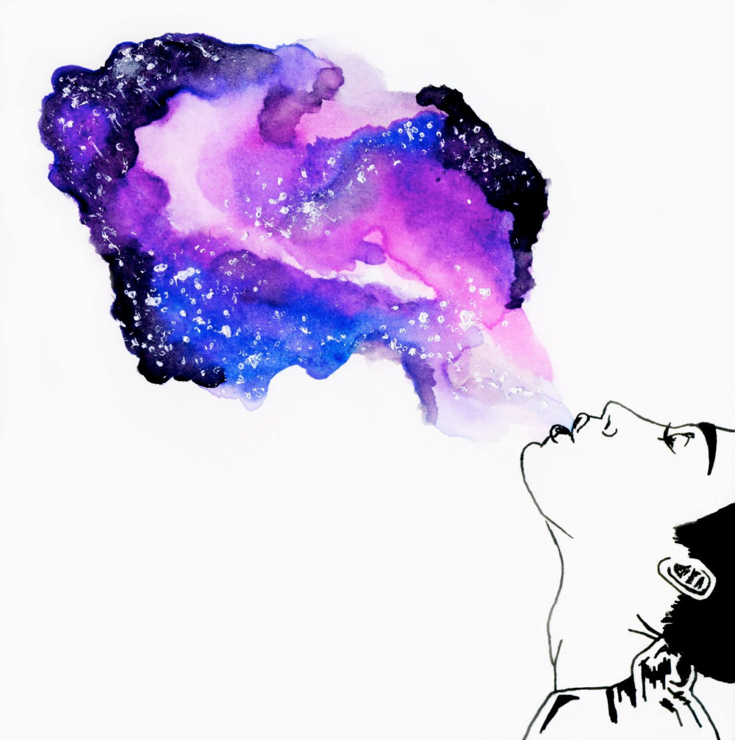 1489x1500 Galaxy Girl Galaxy Smoke Cigarette Weed Paint Watercolor Stoner