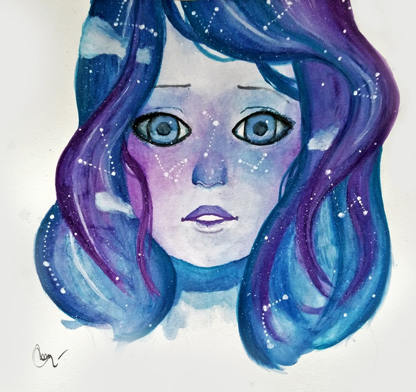 600x566 Watercolor Galaxy Girl By Bubblelizzy
