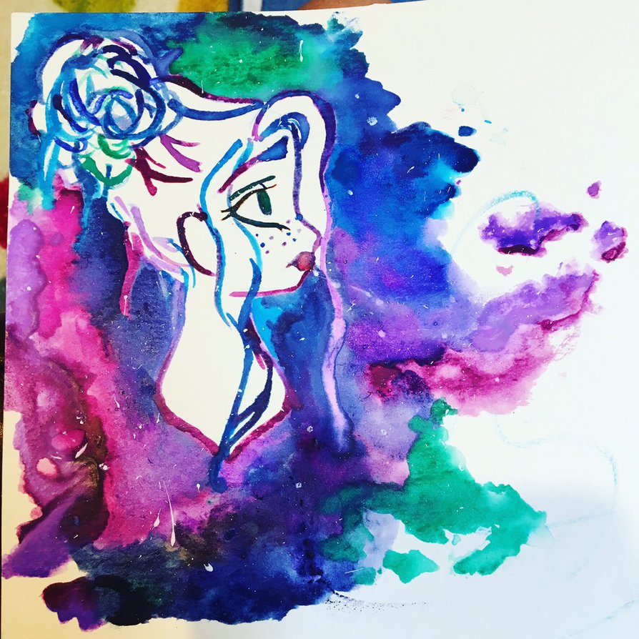 894x894 Watercolor Galaxy Girl By Gumdropsngunshots