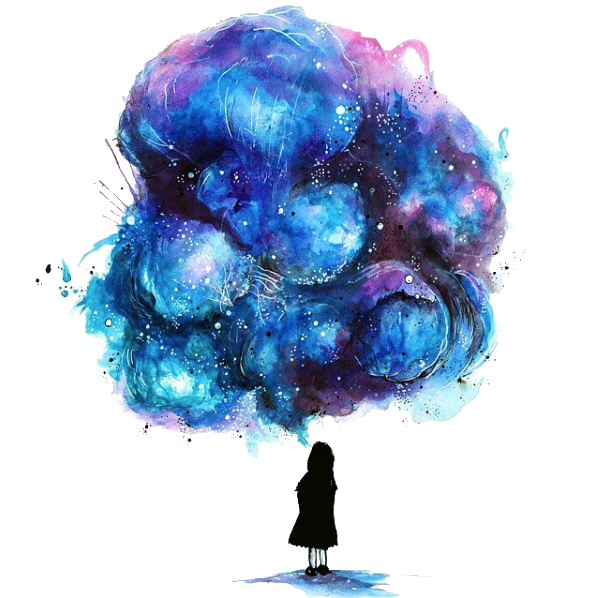 598x598 Watercolor Painting Drawing Galaxy Girl Illustration