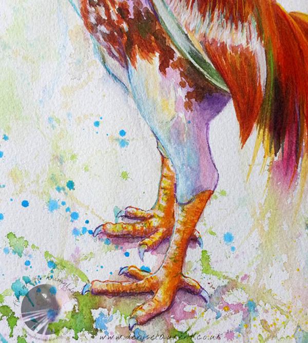 600x668 Ghengis 15x11 Watercolour Painting Of A Game Cock