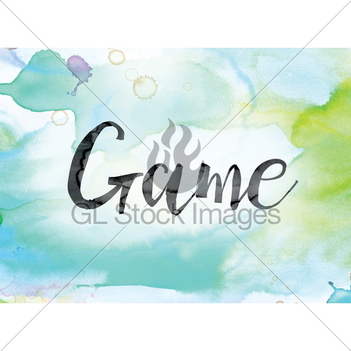 500x500 Game Colorful Watercolor And Ink Word Art Gl Stock Images