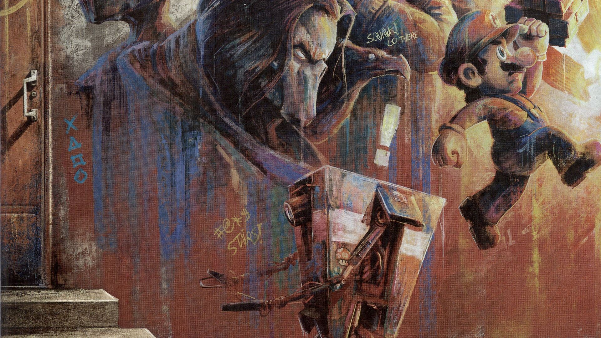 1920x1080 Paintings, Video Games, Borderlands, Mario Bros, Montage