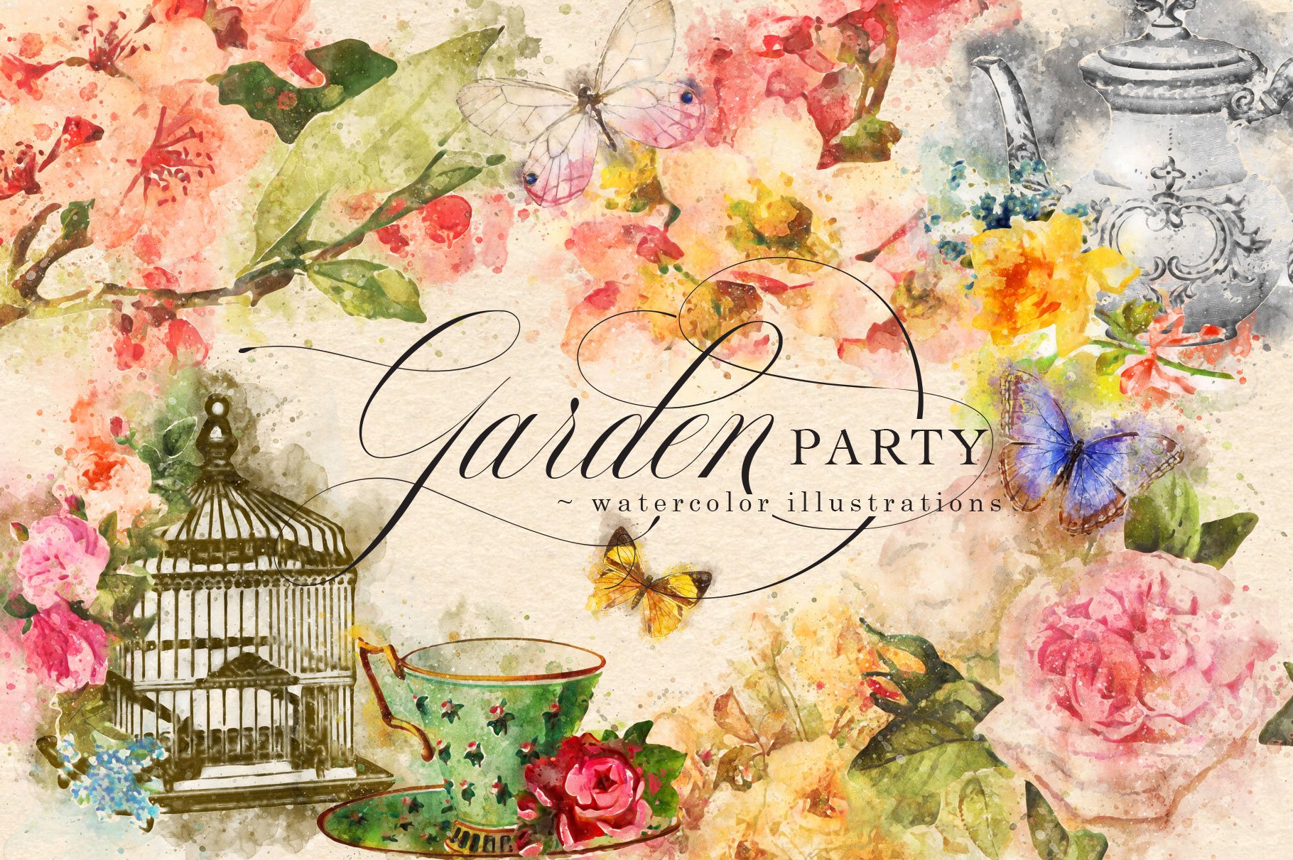 1820x1211 Garden Party Watercolor Graphics