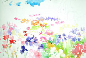300x203 Country Garden Watercolor Demo
