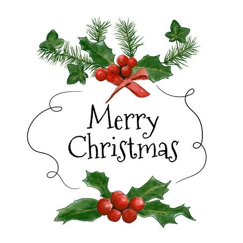 490x490 Watercolor Christmas Garland With Berries And Ornaments