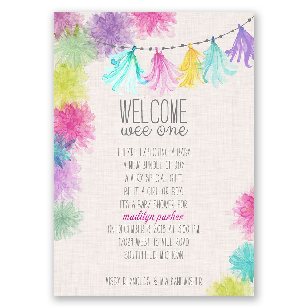 1000x1000 Watercolor Garland Baby Shower Invitation Invitations By Dawn