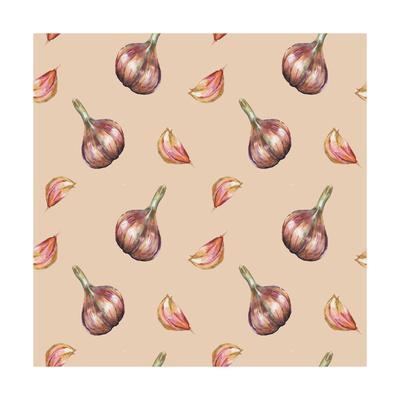 400x400 Watercolor Garlic Pattern Art Print By Lenavetka87