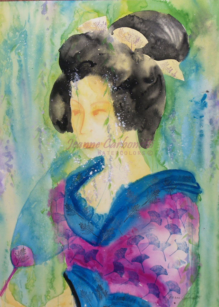 749x1049 Geisha Original Watercolor Painting
