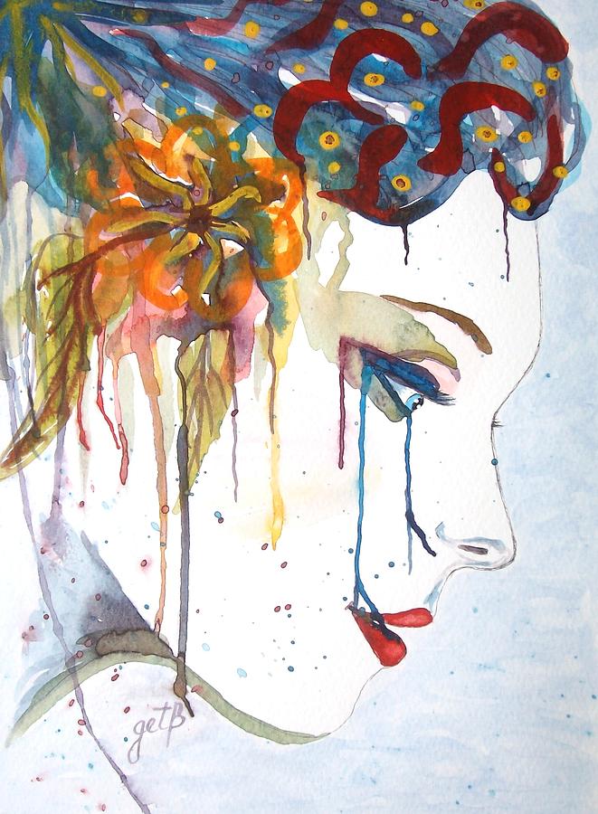 661x900 Geisha Soul Watercolor Painting Painting By Georgeta Blanaru