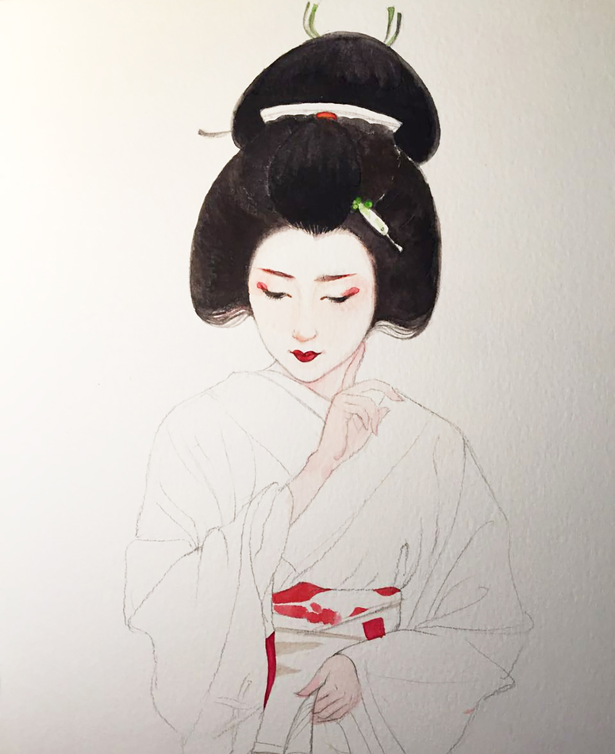 1200x1470 Geisha Amp Gisaegn Watercolor Handdrawing On Behance