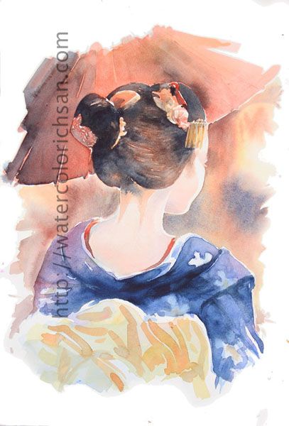 407x600 Geisha Watercolor
