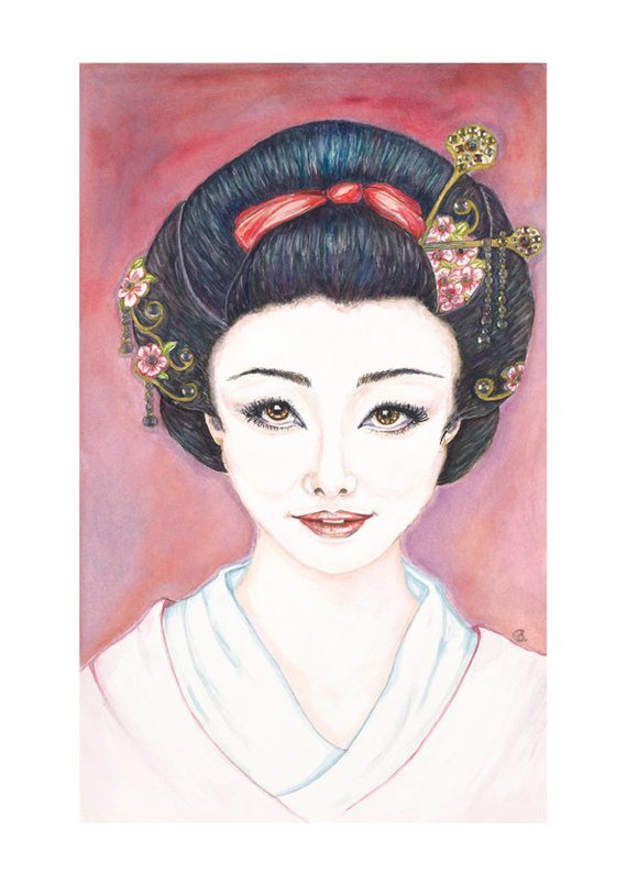 570x807 Geisha Fashion Illustration Watercolour Fashion Print Japanese Etsy