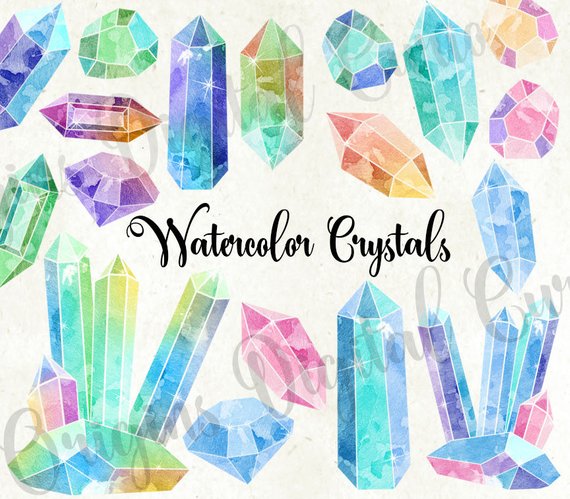 570x499 Watercolor Crystals Clipart Watercolor Gems Jewels And Etsy