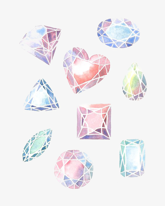 564x704 Watercolor Gem, Watercolor Clipart, Creative Gems, Crystal Png