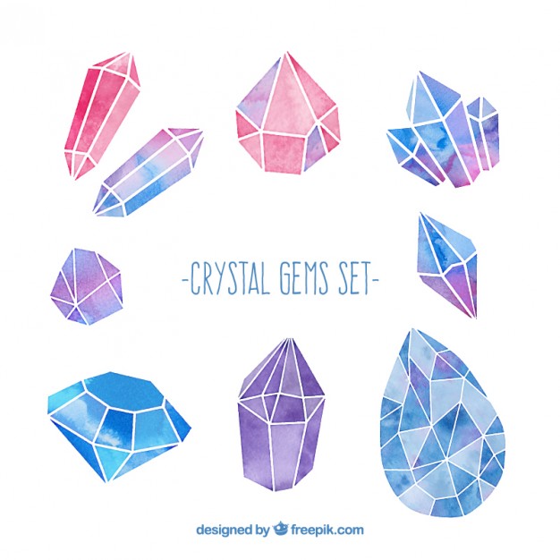 626x626 Watercolor Crystal Gems Set Vector Free Download