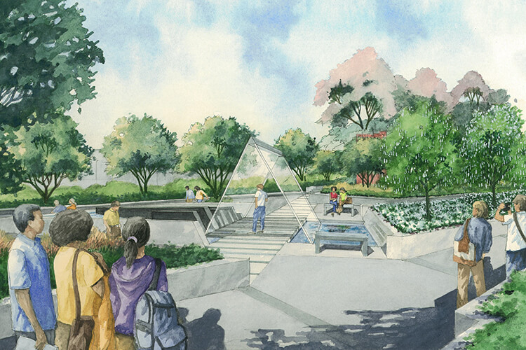 750x500 Vietnam War Memorial Watercolor Rendering