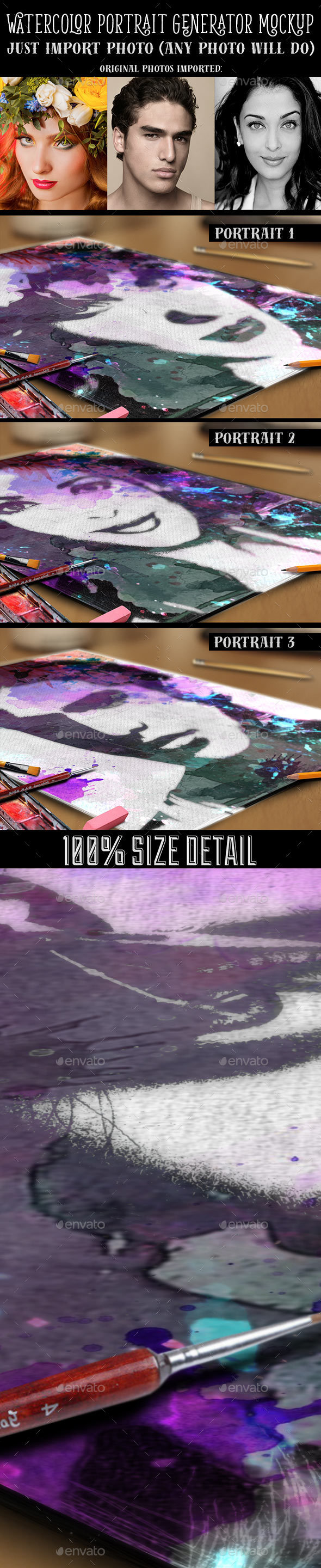 590x2880 Watercolor Portrait Generator Mockup By Scarab13 Graphicriver