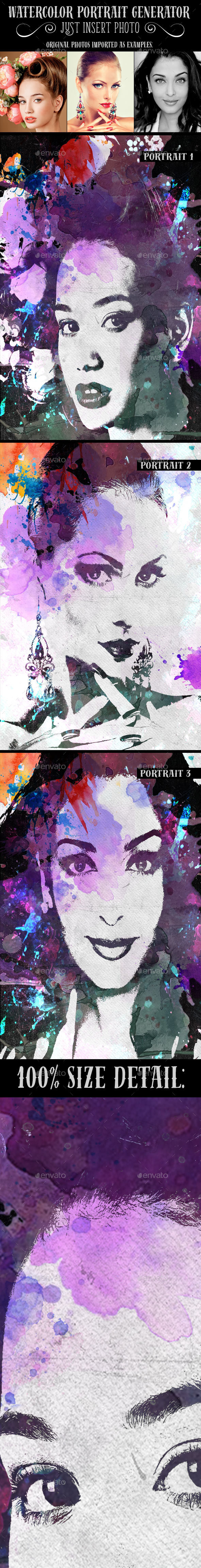 590x4601 Watercolor Portrait Generator By Scarab13 Graphicriver