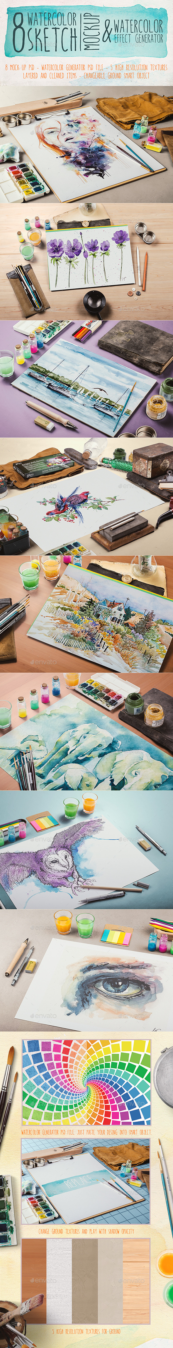 590x4579 Watercolor Sketch Mock Up By Mockupzone Graphicriver