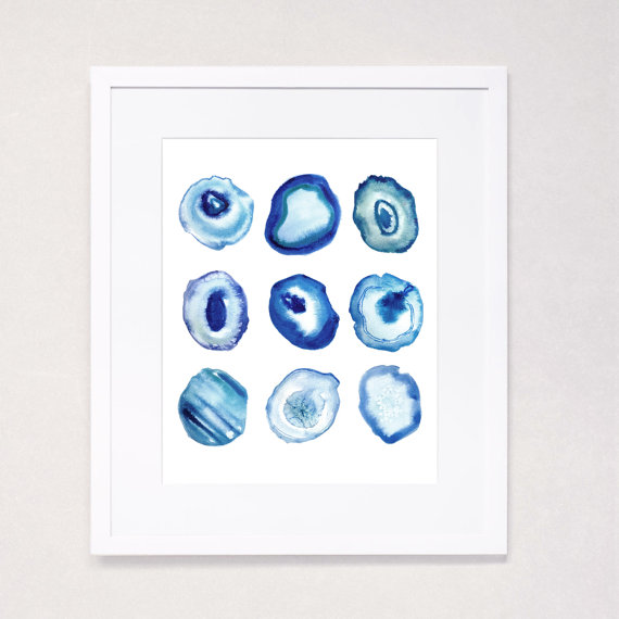 570x570 Geode Watercolor Art Print For The Home.
